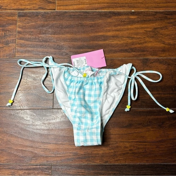 Stoney Clover Lane Blue Plaid String Bikini Bottom - Picture 1 of 3